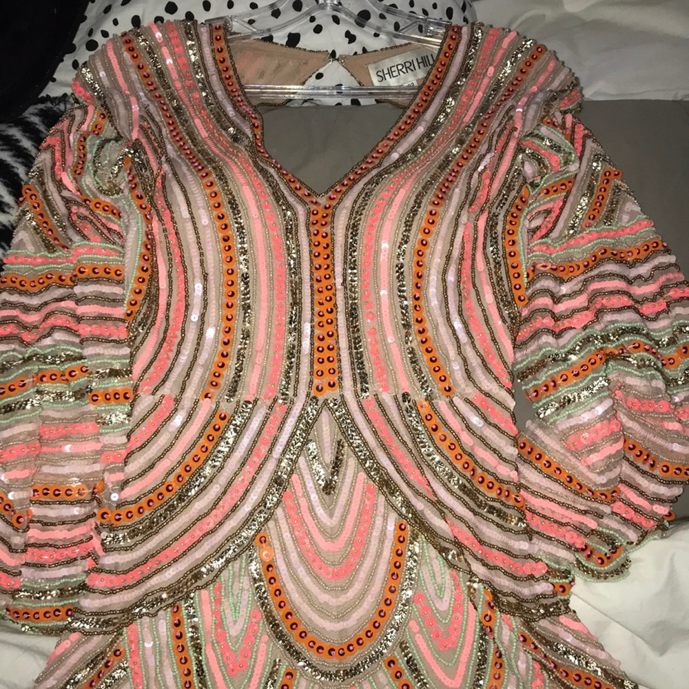 SHERRI HILL BEADED SHORT DRESS